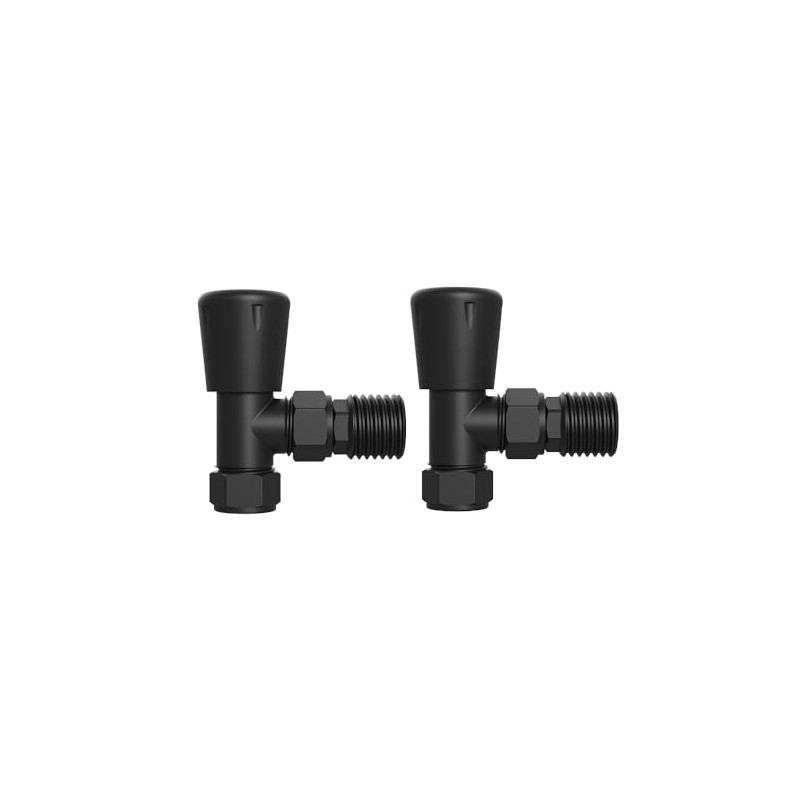 NRG 15mm Black Radiator Valves Angled Lockshield Valve One Pair