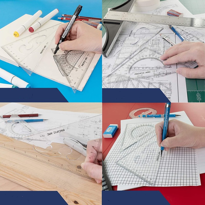 Utoolmart 35CM Large Triangle Ruler Square Set, Plastic Triangular Scale