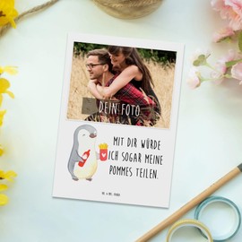 Mr. & Mrs. Panda Personalisierte Foto Postkarte Pinguin Pommes - Geschenk, Valentinstag, Ehemann, Hochzeitstag, Liebe, Jahrestag, für Männer,
