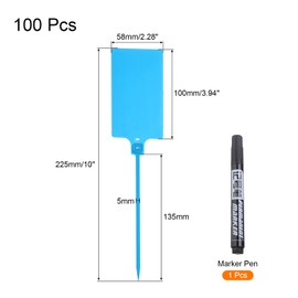 Rebower 100 Pcs Plastic Tags Sky Blue Shipping Tags Blank Water Proof Tags Locking Key Labels with Marker Ties Marker Pen for Office Automotive Shop Supplies