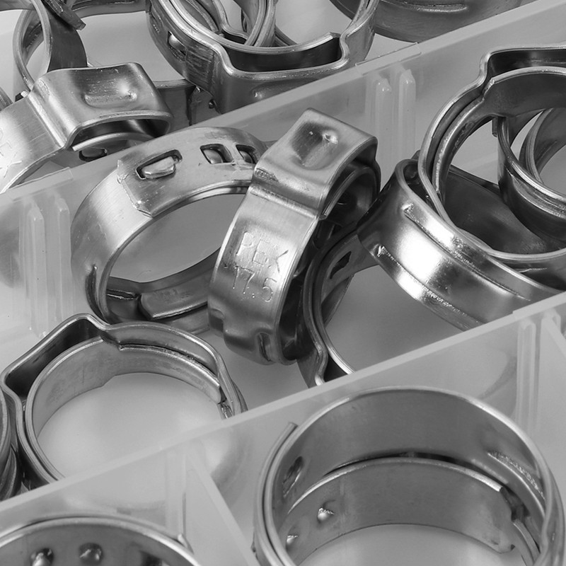 42pcs Stainless Steel Cinch Clamps Rings Single Ear 1/2in 3/4in