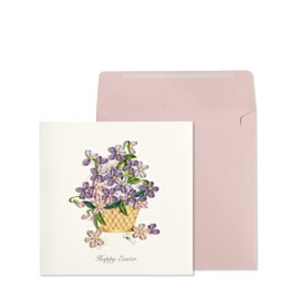 NIQUEA.D Easter Card, Purple Flowers In Basket, Includes a Unique Sentiment and Coordinating Envelope (NES-0002)