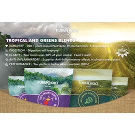 Pure Choice Whey Organic Superfood Antioxidant Powder, Tropical Fruit Blend with Freeze Dried Mangosteen, Papaya, Acerola, Acai, Goji, Camu Camu, Tapioca, and Lime Juice (10.6 oz, 1 Month Supply)