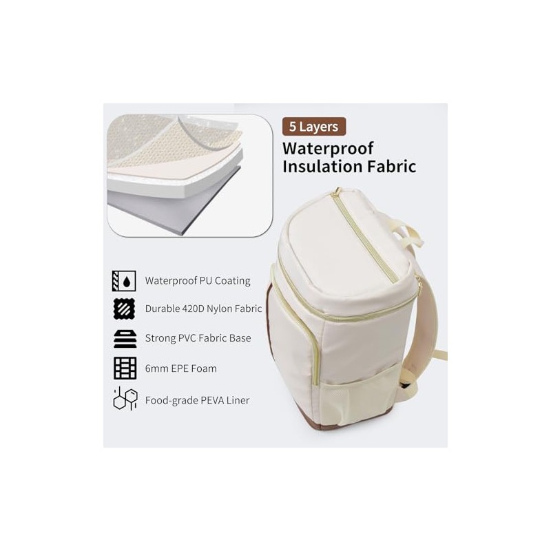 Cooler Backpack Insulated Waterproof 35 Cans, Soft Side Beach Cooler