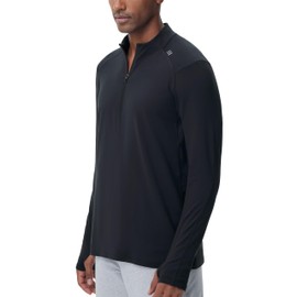 THE GYM PEOPLE Men's Half-Zip Long Sleeve Golf Shirts Soft Lightweight Warm Workout Pullover Sweatshirts with Thumb Hole Black