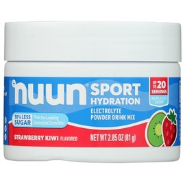 Nuun Sport Electrolyte Powder Drink Mix with Magnesium, Calcium, Potassium, Chloride, and Sodium, Strawberry Kiwi Flavor, Gluten Free & Vegan, Up to 20 Servings