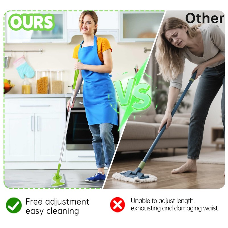 Mop Handle Compatible with Swiffer, Green Extra Long Detachable Mop