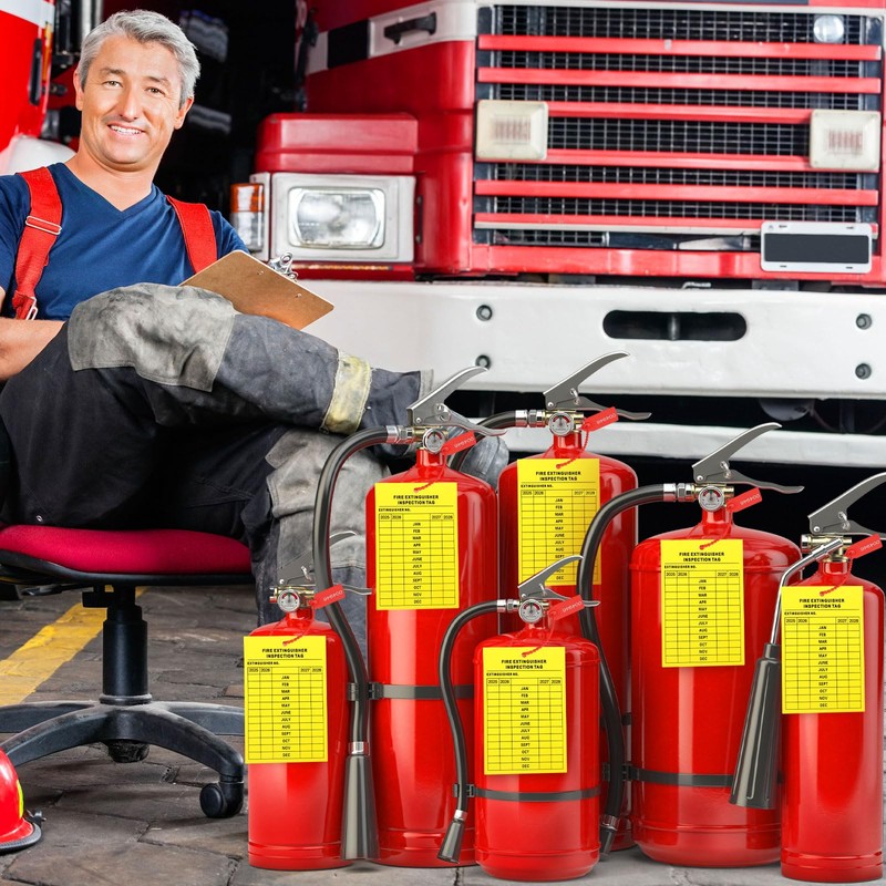 Chunful 101 Pieces Monthly Fire Extinguisher Inspection Tags 2025 to