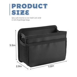 UNLRAE Car Trash Can,Hanging Car Trash Bin,Foldable Multifunctional Vehicle Garbage Organizer Holder Bin with One Roll Trash Bag,Mini Vehicle Trash Bin, Suitable for Most Cars,Trucks,Vans,RVs (Black)