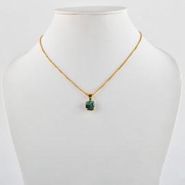 InfinityGemsArt Raw Emerald Gold Pendant Necklace, May Birthstone, Natural Green Gemstones, Chakra Healing Raw Crystals Jewelry, Gifts For Men/Women, 18 Inches Gold Plated Adjustable Chain