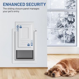 Dog Door for Wall - Steel Frame, Telescoping Tunnel & Double Food-Grade Silicone Flaps Pet Door, Large Dog Door with Secure Lock (Pets Up to 100 lbs) - Large