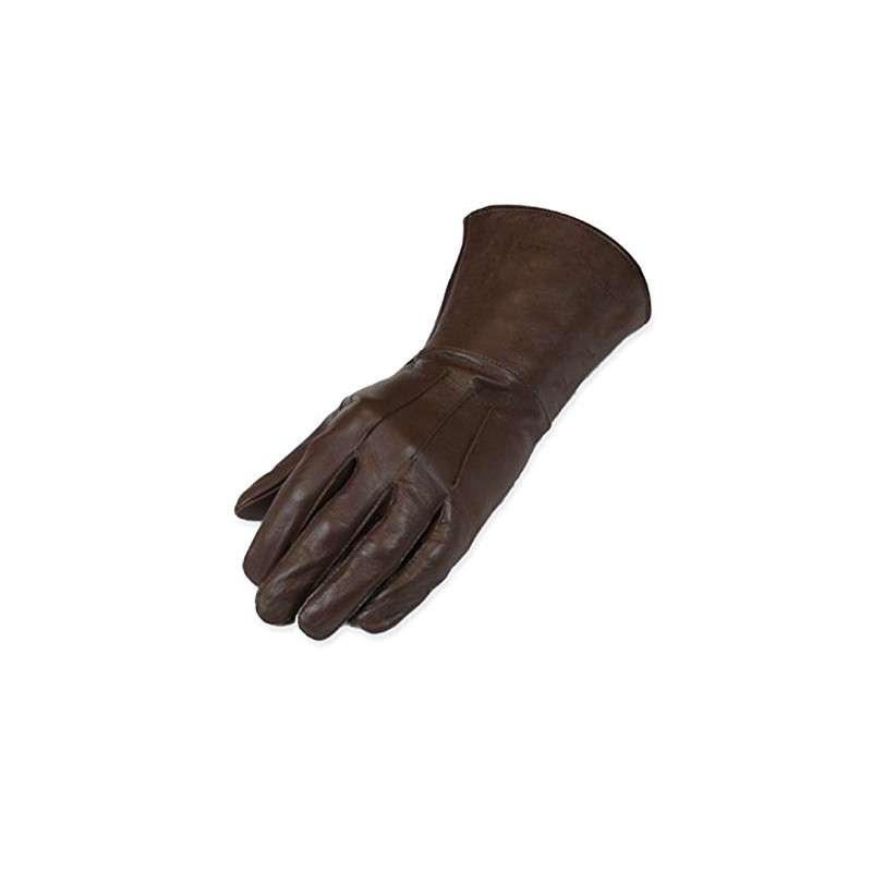Leather Gauntlet Gloves Long Arm Cuff (Medium, Brown)