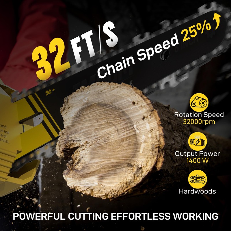 Mini Chainsaw Cordless 6 Inch, 32FT/S Fast Powerful Cutting, Brushless