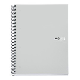 Miquelrius - The Original Notebook, 6 Colour Strips, A4, 150 5mm Grid Sheets, 70 g Micro-Perforated Paper, 4 Holes, Opaque Polypropylene Cover, Grey Colour