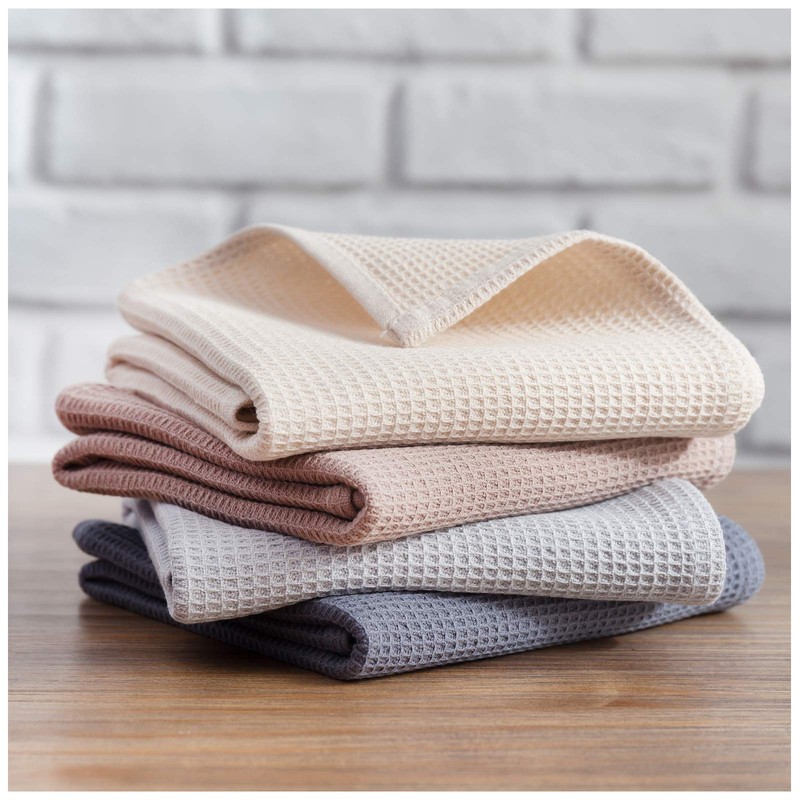 PY HOME & SPORTS Dish Towels Set, 100% Cotton Waffle