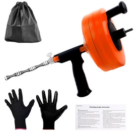 Drain Auger 50FT, Drain Snake with Drill Adapter, Plumbing Snake Clog Remover Use Manually or Powered for Kitchen, Bathtub and Shower Drains