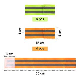 Okoss 10 Pieces Reflective Band, Running Safety Band, Reflective Safety Bracelet, Reflective Bands with Velcro Fastening, Suitable for Cycling, Motorcycle, Jogging, Running for Children and Adults