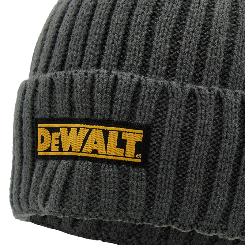 DEWALT Indianapolis Knitted Ribbed Beanie Hat Grey