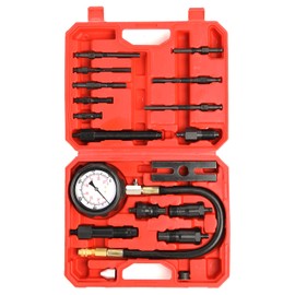 Yonligonju 17pc Diesel Engine Compression Tester Kit, Diesel Compression Tester Cylinder Pressure Gauge for Diesel Cars and Trucks(red)