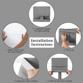 Mecodeco Classroom Door Curtains, Indoor Blackout Solid Color Curtains, Suitable for Glass Doors, French Doors Full Privacy Protection Curtains.(Light Gray, 10"*38",1 Panel)