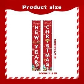Valicaer Christmas Couplets,Xmas Couplet Curtain Banner Merry Christmas Door Cover Decoration Xmas Porch Sign New Year Papá Noel Model Hanging Banner Decor Ornament Red for Outdoor Indoor (D)