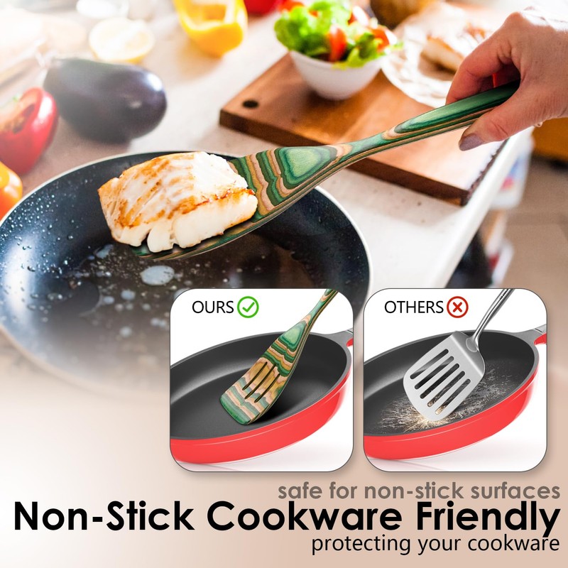 Wooden Spoons for Cooking, 7 Pcs Pakkawood Wooden Kitchen Cooking