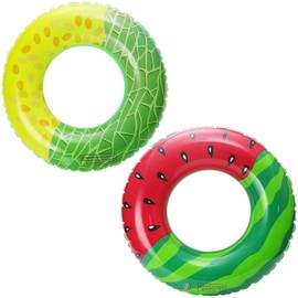 AWAVM Watermelon Inflatable Swimming Ring, 2PCS Swimming Hoop For Summer Pool Beach Party, Rubber Swimming Ring, Cute Inflatable Pool Floating