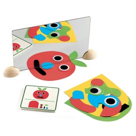 DJECO Ze Mirror Faces Game - Picture Card Game w/Plastic Mirror for Kids - Fun & Challenging Activity for Friends & Family - Shape & Color Game for Children 5+ Years Girls & Boys