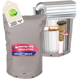 Cholila Cover Backflow Preventer Cover Insulated (5˚F) - 18"W x 34"H Backflow Cover for Winter Pipe Freeze Protection - Sprinkler Covers for Outside - Double Wall Insulation Cover Grey