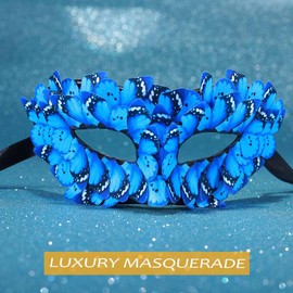 Yalice Women Mask for Masquerade Carnival Masks Butterfly Costume Masks Venetian Mardi Gras Eye Mask for Party Ball (Blue-1)