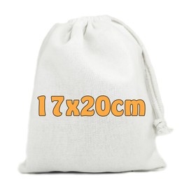 Cottonbagjoe Cotton Bag, Fabric Bag with Drawstring, Advent Calendar Bag, Santa Bag, Lunch Bag, Cosmetic Bag, Jewellery Bag, Toy Bag for Small Items., White