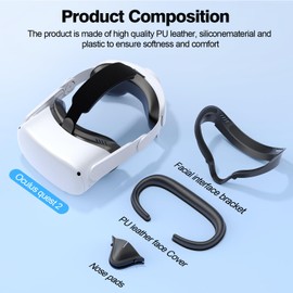 Face Pad for Oculus Quest 2: Quest 2 Face Cover Replacement - Facial Interface Compatible with Meta Quest 2 - PU Leather Foam Sweat-Proof Anti - Leakage Nose Pad