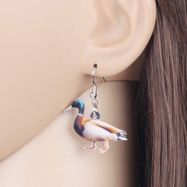 DOWAY Acrylic Charm Cute Quacker Duck Earrings Drop Dangle Jewelry Farm Decoration for Women Funny Party Gifts (Brown)