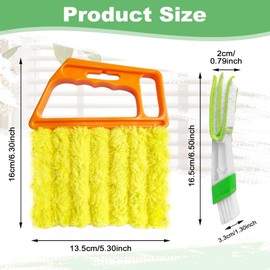 HAOHOMIO 4Pcs Blind Cleaner Duster Tool Set with 7-Finger & 3-Finger Brushes，Washable Multi-Surface Dusting Kit for Wood Blinds, Venetian Blinds, AC Vents, Car Vents, Shutters & Fans (Yellow+Green)