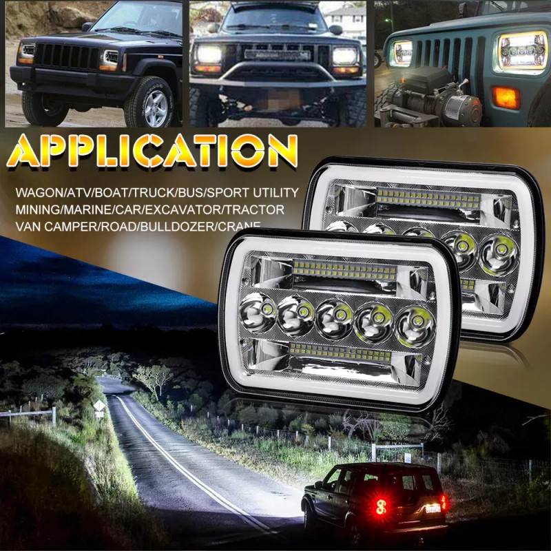 us- 2x 7x6"5x7 LED Headlights Fit Ford E-150 Econoline Club
