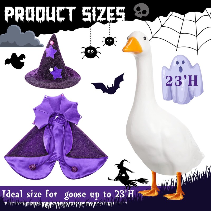 Sunnymove Halloween Witch Porch Goose Outfit with Glitter Witch Hat