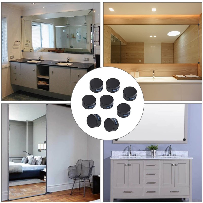 AWEN Mirror Clips Mirror Mounting Clips 8 Pcs (Black-8)