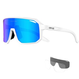KAPVOE Polarised Cycling Glasses Men Women Sunglasses 3 Interchangeable Lenses TR90 Sports Glasses Cycling MTB Cycling Glasses Running Hiking Golf Baseball Volleyball Tennis Fishing Softball