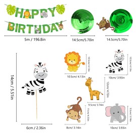 ZHIQIN Pack of 31 Jungle Animals Decoration Streamers Birthday Animals Ceiling Hanger Swirl Decoration Safari Animals for Children's Party Boys and Girls Party Birthday Garland Decoration