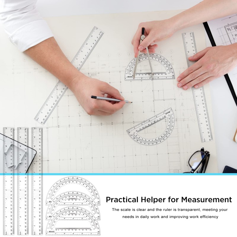 Zonon 6 Packs 12 Inch Plastic Ruler and 6 Inch
