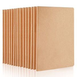 feela 15 Pack Blank Kraft Notebooks, Unlined Sketchbook Note Pad Travel Journal for Drawing Doodling Writing, Journal Bulk For Women Kids Students Office School Supplies, A5, 60 Pages, 8.3” X 5.5”