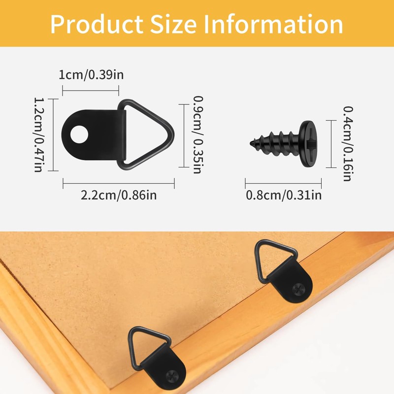 100 Pcs D Ring Picture Hangers,Small Triangle Ring with 100pcs