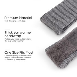 DRESHOW Women's Warm Knitted Headband Winter Ear Warmers Elastic Crochet Head Wrap Thick Fleece Lining Hair Bands