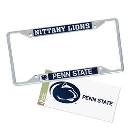 Desert Cactus Penn State Car Accessories Metal License Plate Frame and Sticker for Front or Rear of Car (Sticker Frame Combo - Mascot)