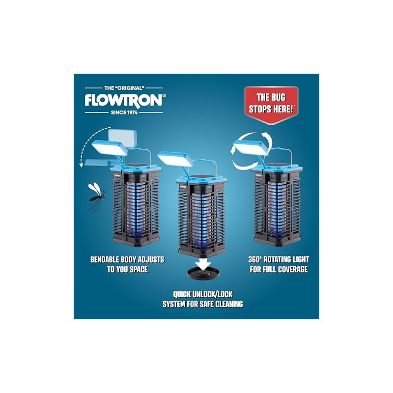 Flowtron Solar Bug Zapper | Portable Electric Insect Killer with