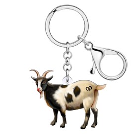 RAIDIN Acrylic Cute Goat Keyring for Women Girls Sheep Key Ring Jewellery for Car Purse Bags Keys Animal Lovers Accessories, black