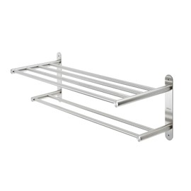 Bathroom Towel Rack with 24-Inch Multilayer Hotel Racks 304 Stainless Steel Towel Bar Shelf Wall-Mounted Brushed Finish Bar with Towel Shelves,2-Tier Bar Mounted