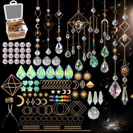 400 PCS Suncatcher Making Kit for Adults - Crystal Beads & Prism Accents with Hanging Cord, Adult Art Craft Supplies | Hanging Rainbow Maker for Home Window Garden Decor & Gifts