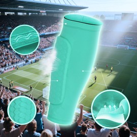 CHANXIUZAI Football Accessories Children, Shin Pads Children's Football, Breathable and Non-Slip Shin Pads Children (Green, L)