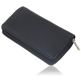 Marib select c521 Genuine Leather Coin Purse Coin Case Zip Around Goat Leather Black with Card Storage for Men Men Gentleman, Black